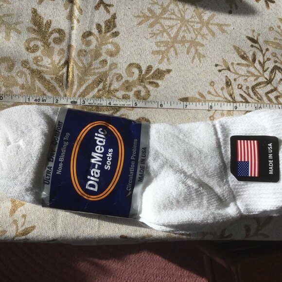 New Dia-Medic White Bootie Socks - 3 Pack - Non-Binding - Size 9 - 11 - Picture 5 of 7